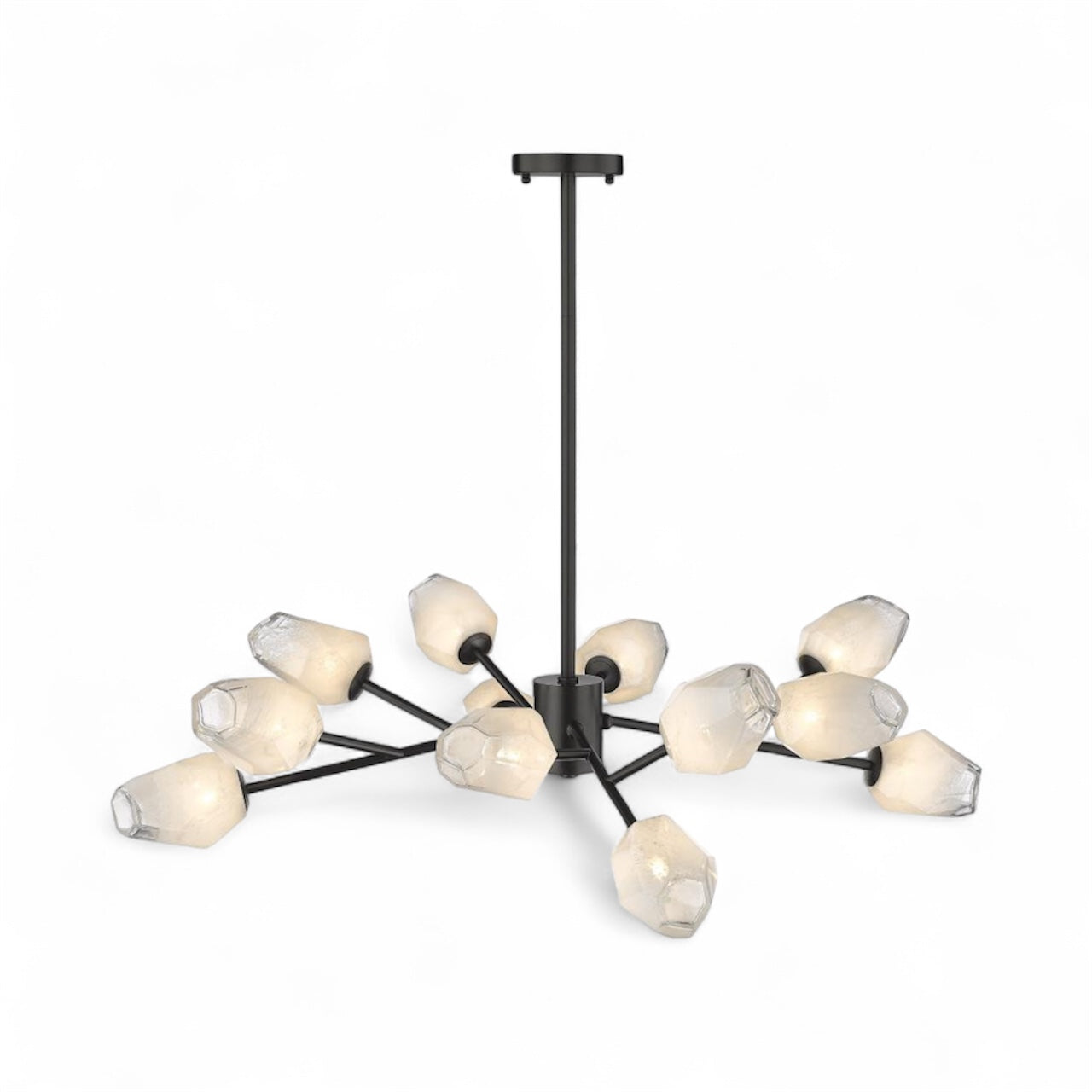 Gold Branch Chandelier with White Glass Shades