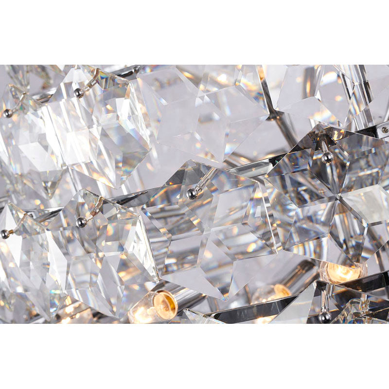 Chrome Frame Chandelier With Clear Hanging Crystals