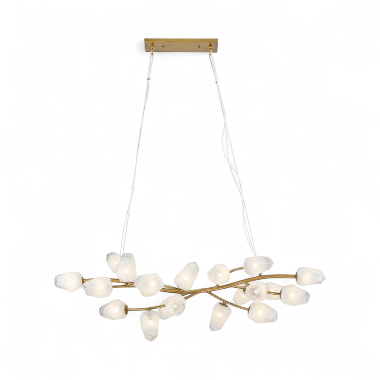 Black Branch Frame Chandelier with White Glass Shades