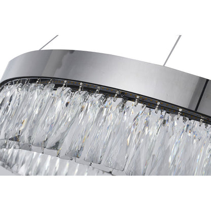 Chrome LED Chandelier with Hanging Crystals