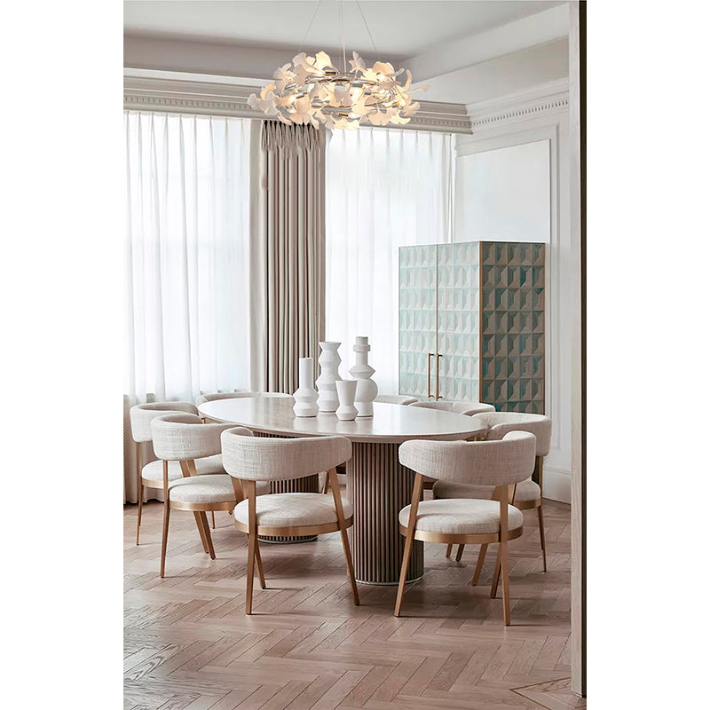 Round Chandelier with White Acrylic Leaf Accents