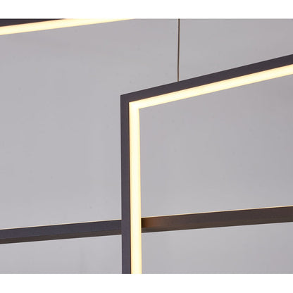 Coffee Brown Frame LED Chandelier With Hanging Box Pendants