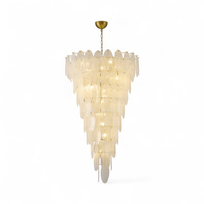 Brass Chandelier with Frosted Glass Shades
