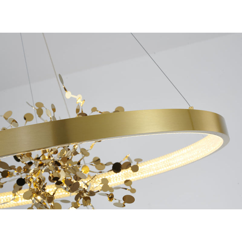 Ring LED Chandelier with Mirror Gold Sparkle