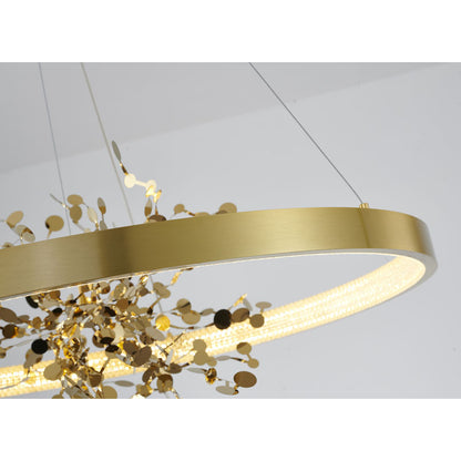 Ring LED Chandelier with Mirror Gold Sparkle