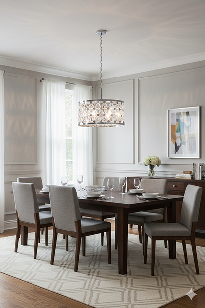 Drum Chandelier With Star Clear Crystal Detailing