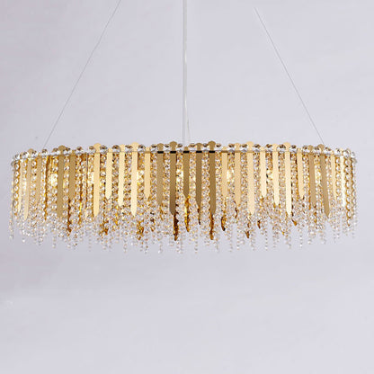 Gold Chandelier With Clear Hanging Crystal Beads