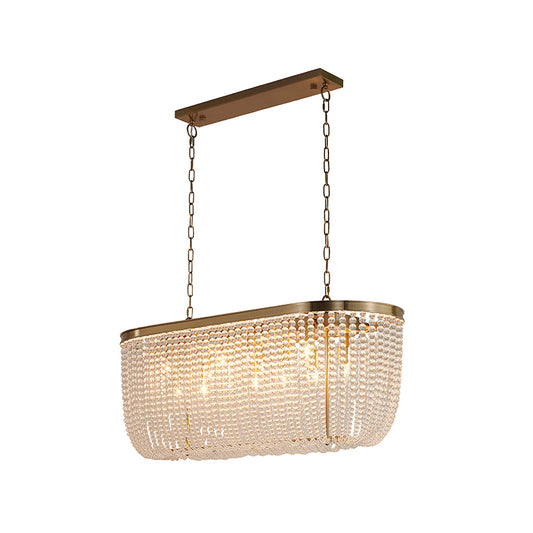 Oval Chandelier With Clear Hanging Crystal Beads