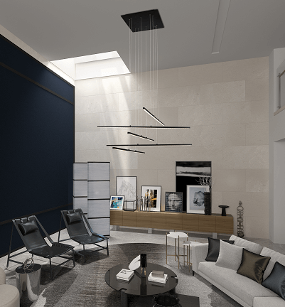 Modern Matte Black LED Chandelier with Chrome Accents