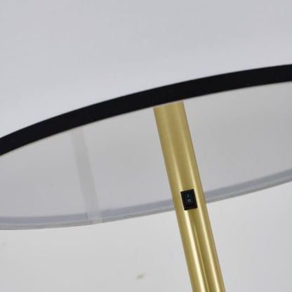 Black & Satin Brass Floor Lamp With A White Linen Shade