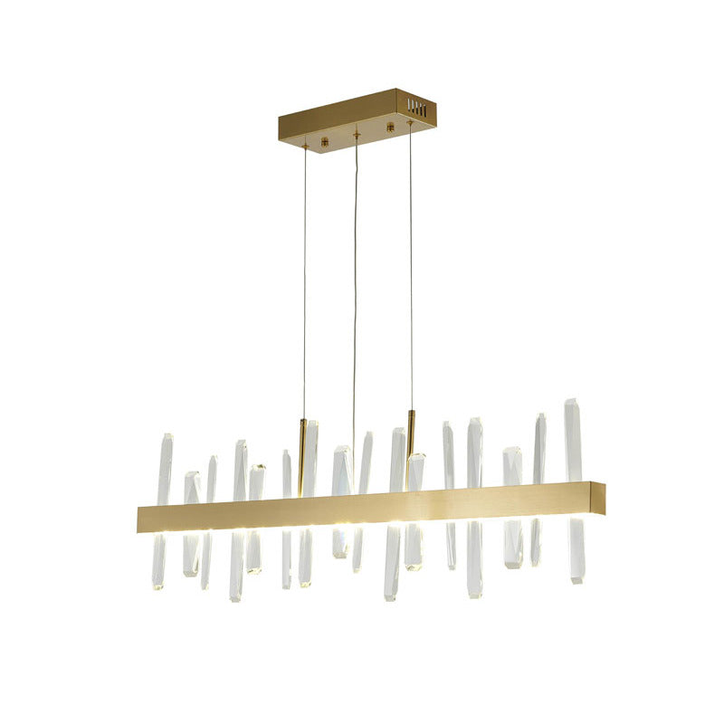 Gold Linear LED Chandelier with Clear Crystal