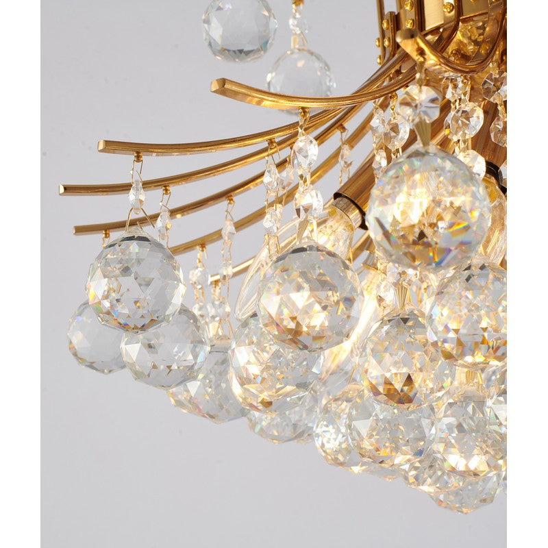 Satin Brass/Chrome Frame Chandelier with Clear Hanging Crystals
