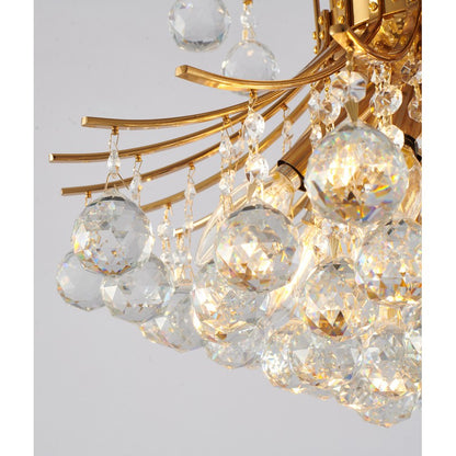 Satin Brass/Chrome Frame Chandelier with Clear Hanging Crystals