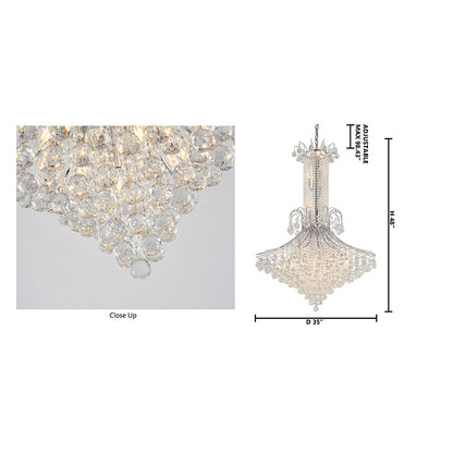 Chrome Waterfall Chandelier With Clear Hanging Crystals