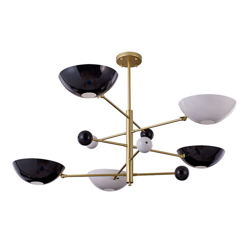 Gold Metal Frame Ceiling Fixture with White & Black Disk Plates