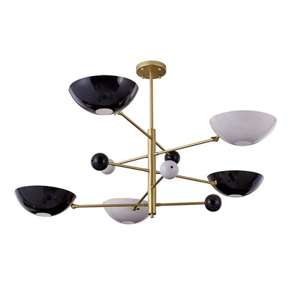Gold Metal Frame Ceiling Fixture with White & Black Disk Plates