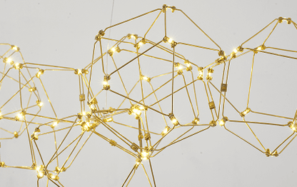 Gold LED Star Net Chandelier with Gold Hardware
