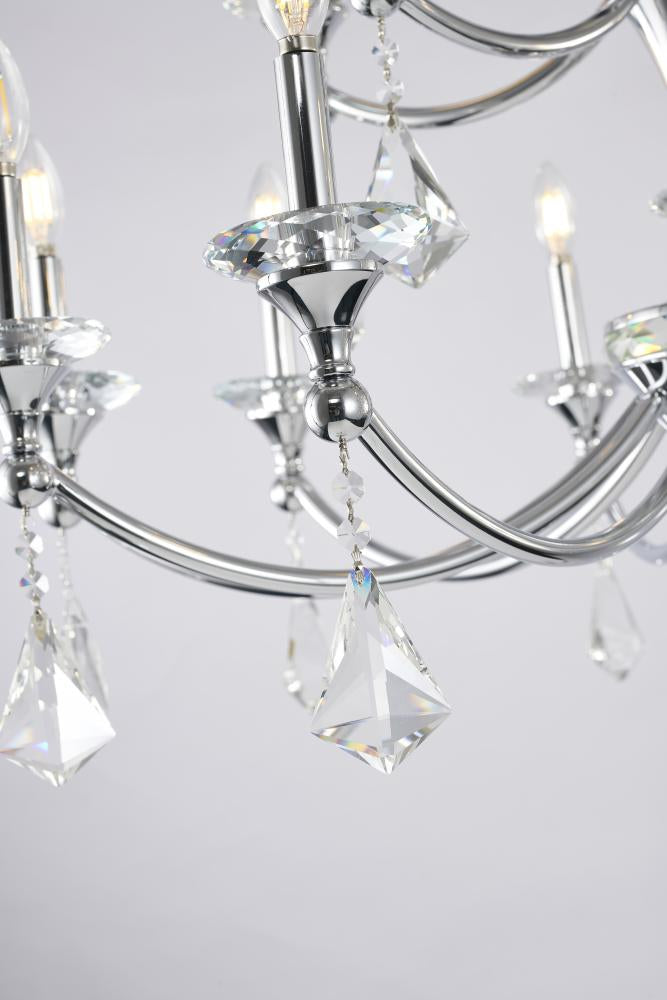 Two-Tier Satin Brass Frame with Champagne Hanging Crystals Accents