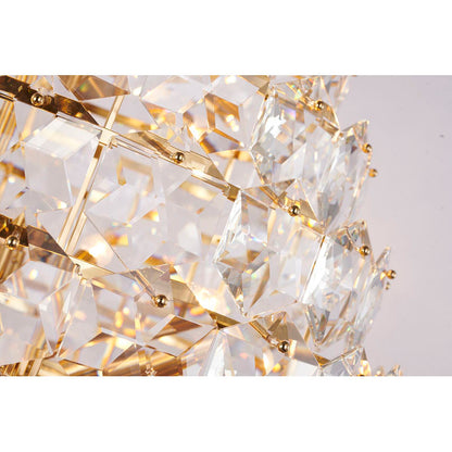 Chrome Frame Chandelier With Clear Hanging Crystals