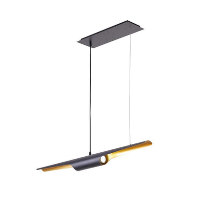 Black Tubed Pendant Light Fixture with Gold Interior