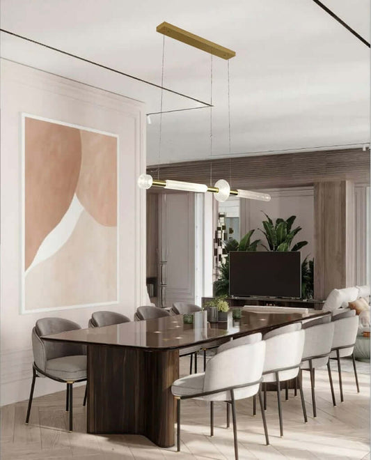 Contemporary Gold LED Chandelier with Glass Linear Design by Bethel International