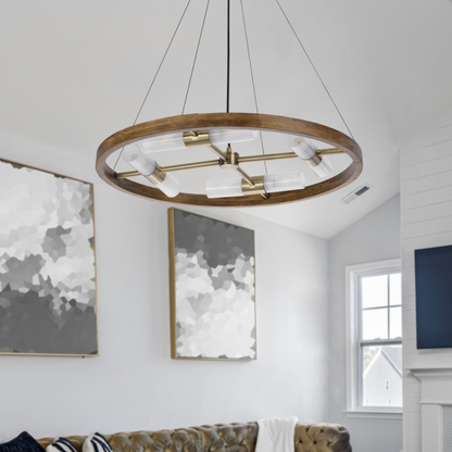 Wood & Brass Chandelier