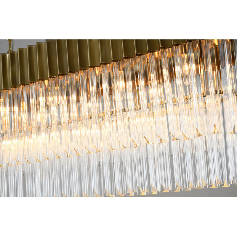 Oval Chandelier With Clear Hanging Crystals