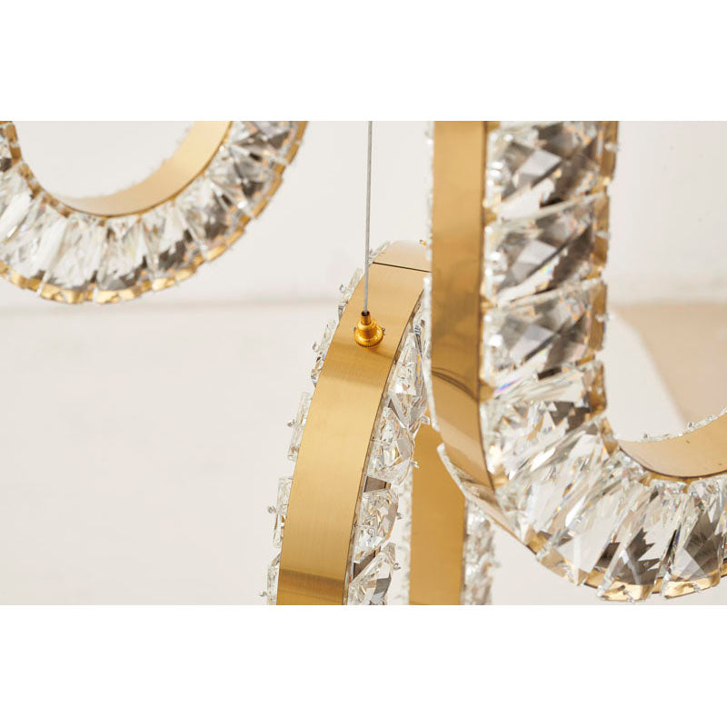 LED Chandelier With Oval Clear Crystal Hanging Pendants