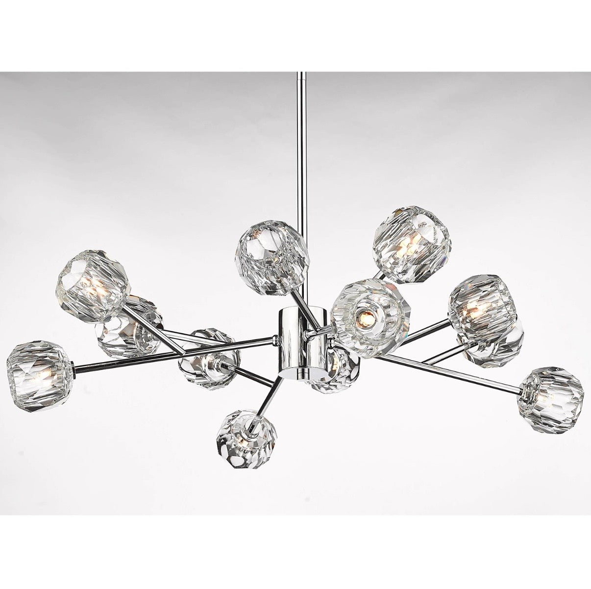 Chrome Frame Branch Chandelier with Clear Crystal Shades