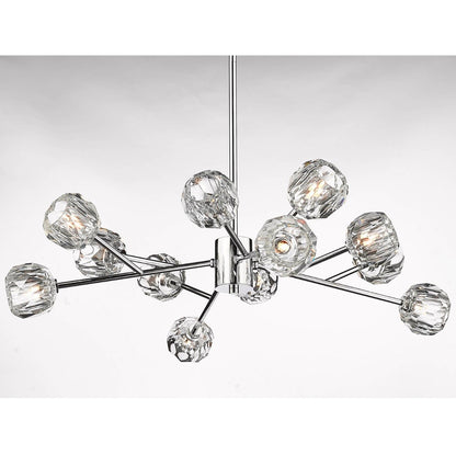 Chrome Frame Branch Chandelier with Clear Crystal Shades