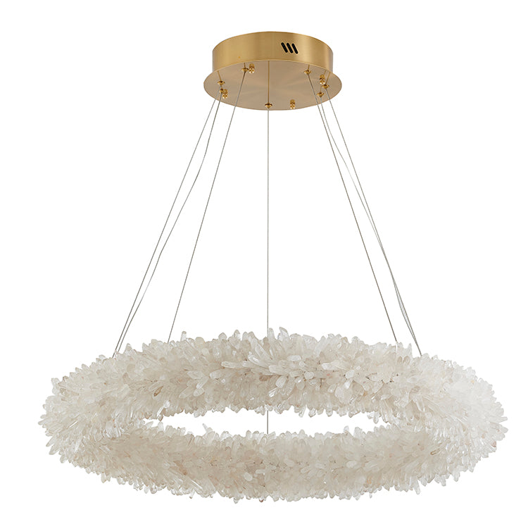 Brass Chandelier With A Spiky Natural Crystal Halo