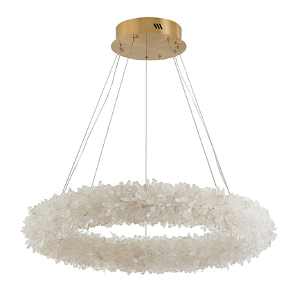 Brass Chandelier With A Spiky Natural Crystal Halo