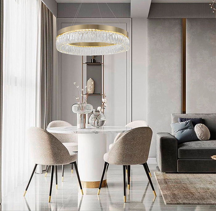 Round Gold LED Crystal Chandelier