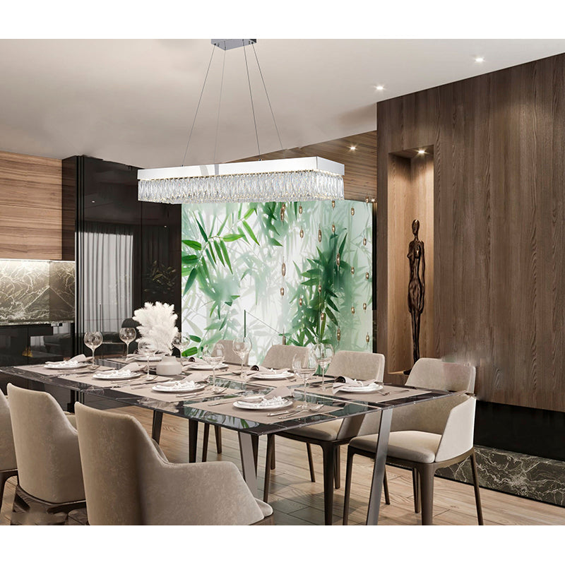 Chrome LED Chandelier with Hanging Crystals