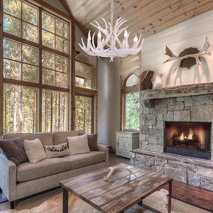Faux White Antler Chandelier