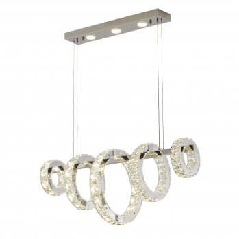 Five-Ring Chrome Crystal LED Chandelier