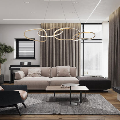 4-Light Gold Stainless Steel Chandelier With Clear Crystals