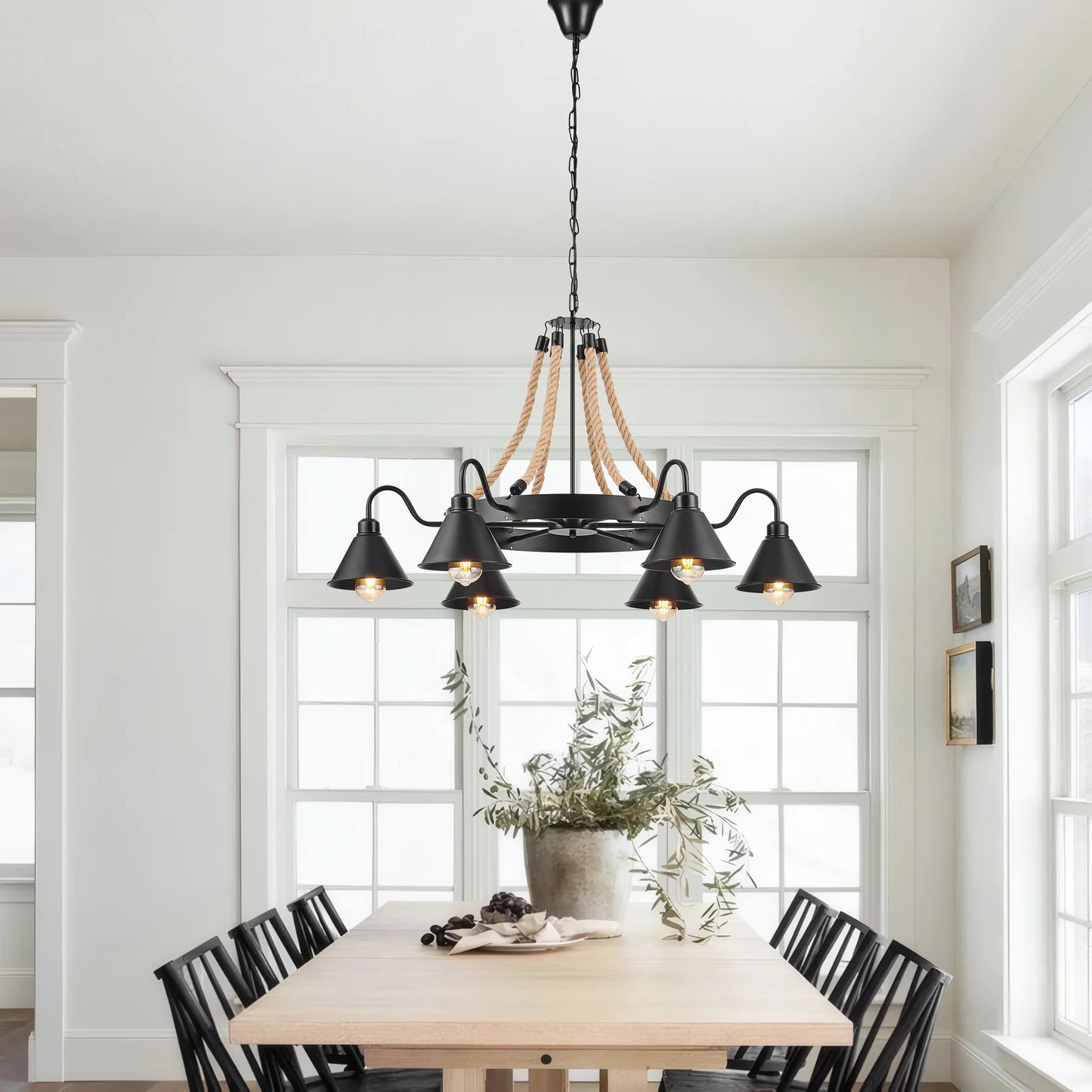 Steel And Ropes 6 Light Chandelier
