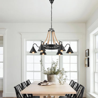 Steel And Ropes 6 Light Chandelier