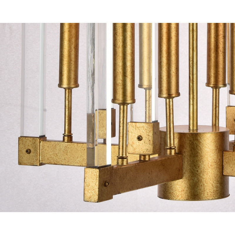 Antique Gold Chandelier With Clear Acrylic Arms