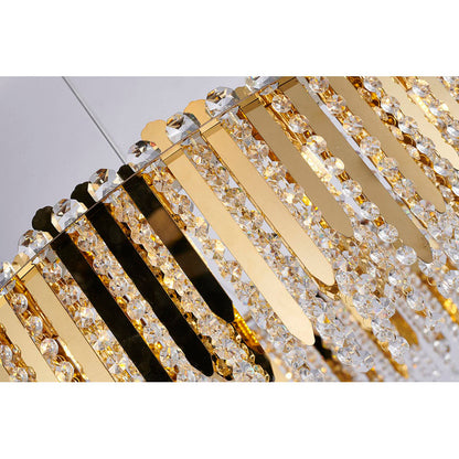 Gold Chandelier With Clear Hanging Crystal Beads