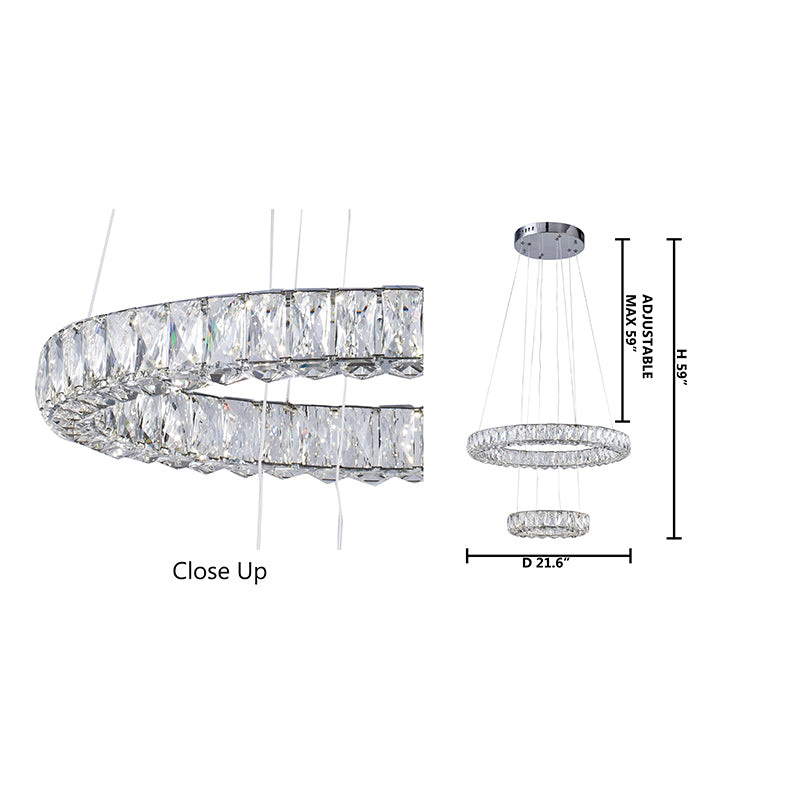 Chrome Double Halo Crystal LED Chandelier