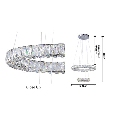 Chrome Double Halo Crystal LED Chandelier