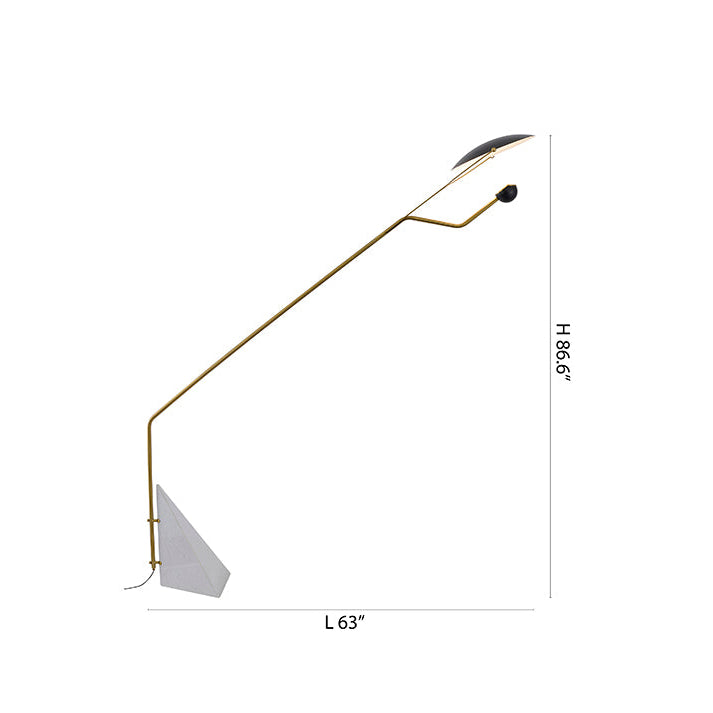 Black Aluminum LED Floor Lamp With A White Marble Base