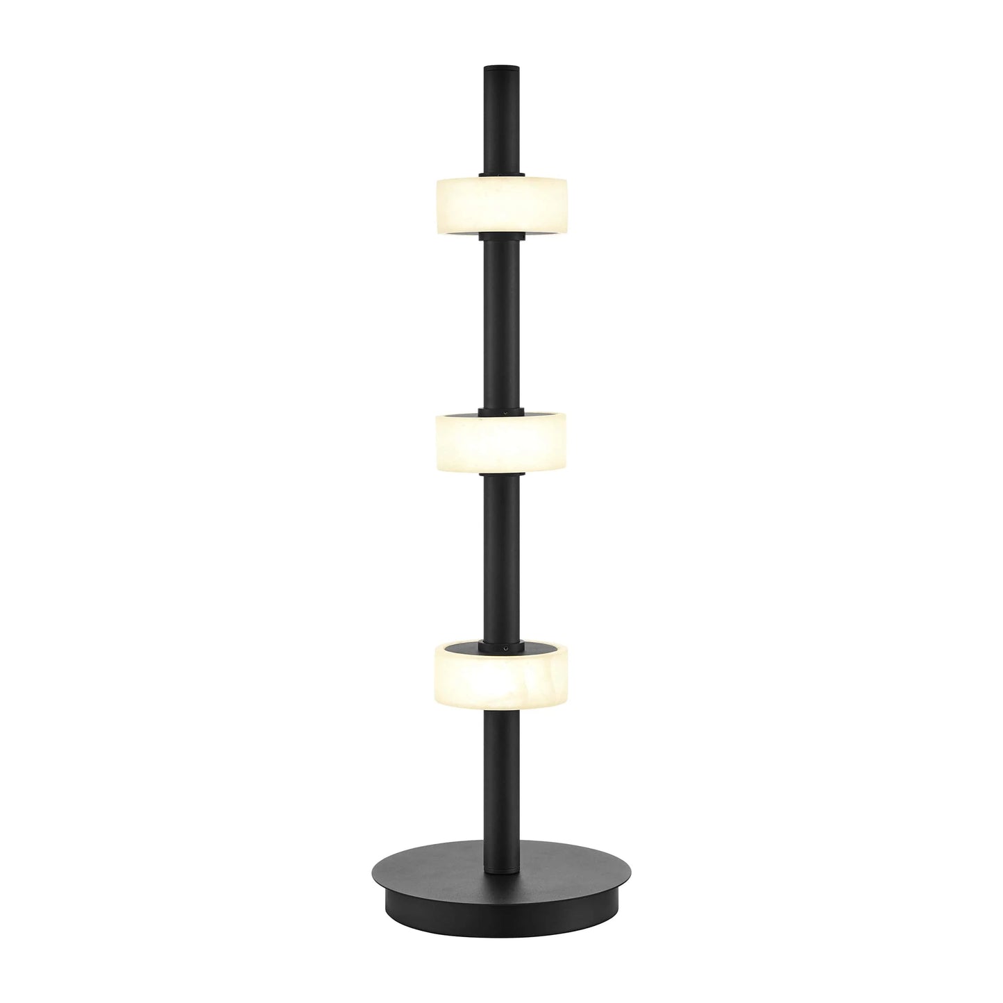 Aluminum And Spanish Alabaster Table Lamp Black