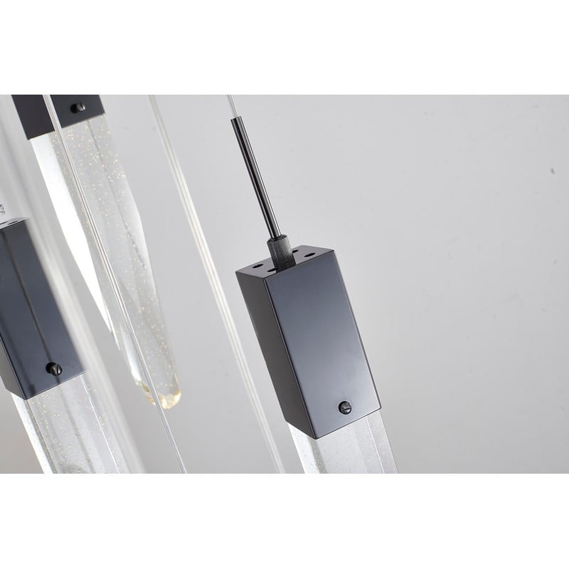 Chrome Frame Chandelier with Hanging Bubble Iceberg Crystal Pendants