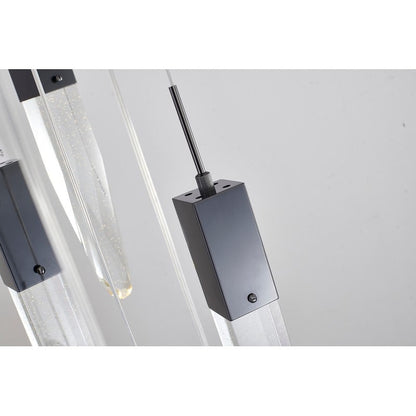 Chrome Frame Chandelier with Hanging Bubble Iceberg Crystal Pendants