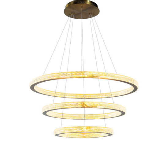 Three Ring Gold LED Chandelier