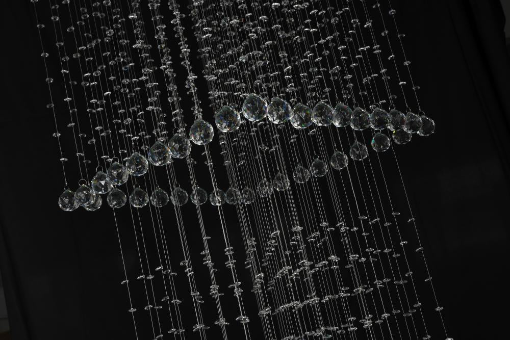 Chrome Flushed Chandelier with Clear Hanging Crystal Bead Balls