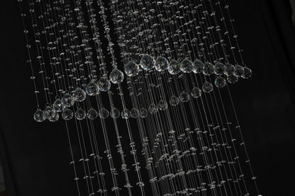 Chrome Flushed Chandelier with Clear Hanging Crystal Bead Balls